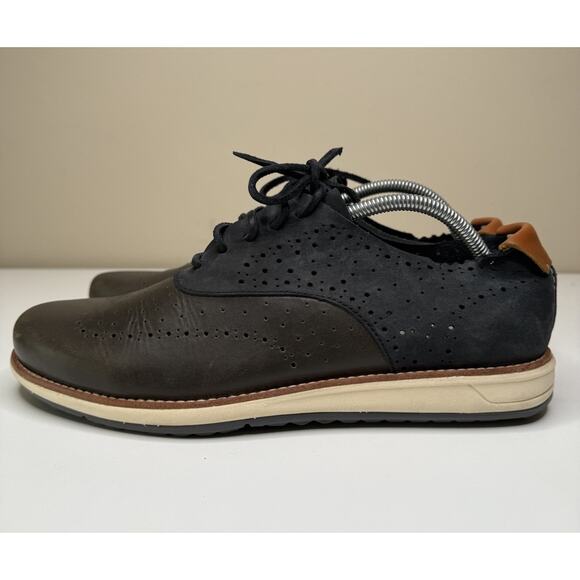 OHW? Owns The Factory Who? Oxford Mens 10 Gray Multi Leather Brogue Comfort Shoe - Picture 3 of 10